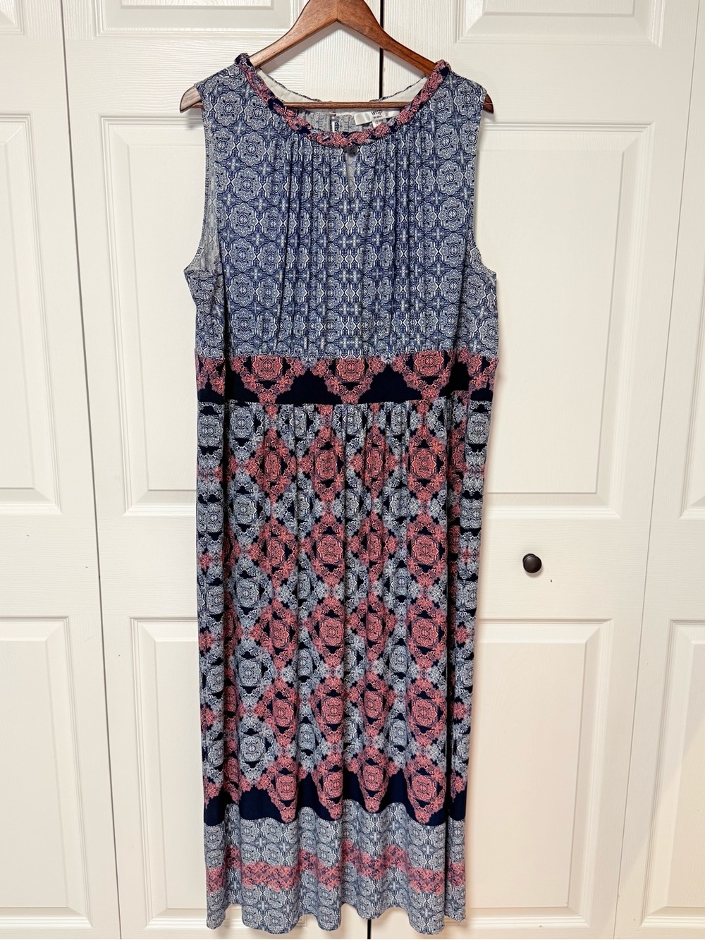 Wisp Woman Plus Size 24W Boho Geometric Floral Sleeveless Maxi Dress